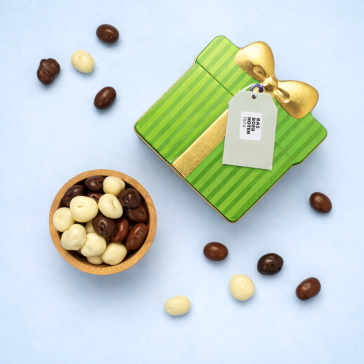Cadeaublik gemengde chocolade rozijnen 