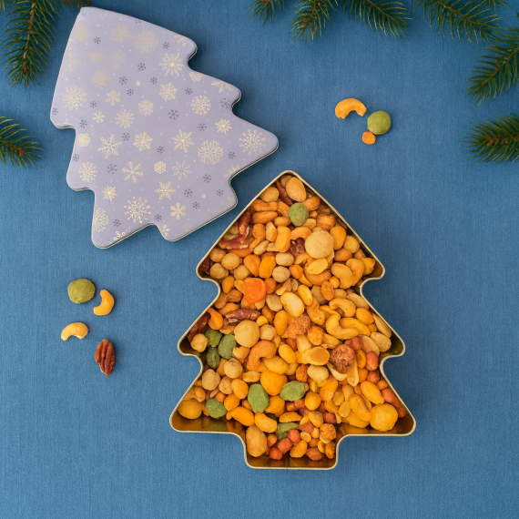 Kerstboom cadeaublik Bas Boer notenmix