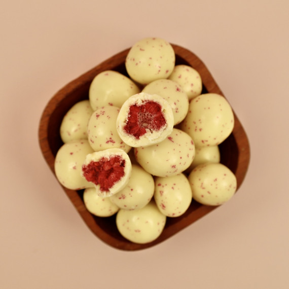 Gevriesdroogde frambozen yoghurt