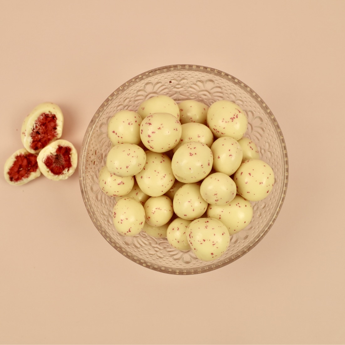 Gevriesdroogde frambozen yoghurt