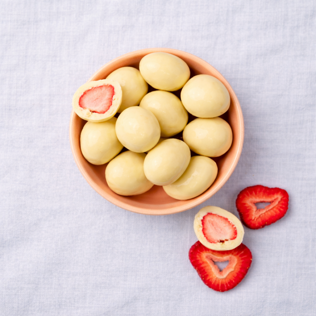 Witte chocolade aardbeien