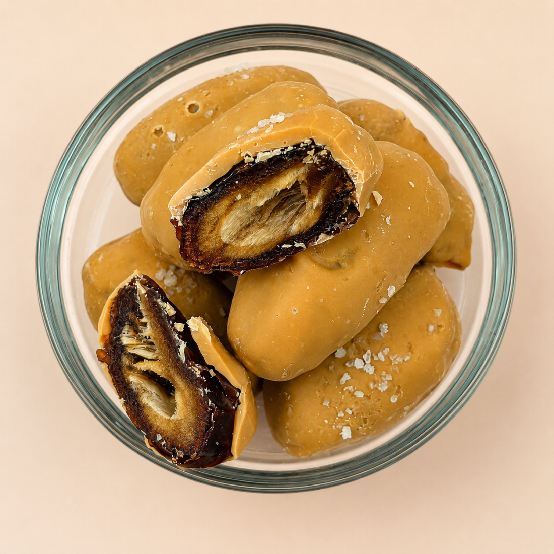 Chocolade dadels medjoul caramel zeezout 
