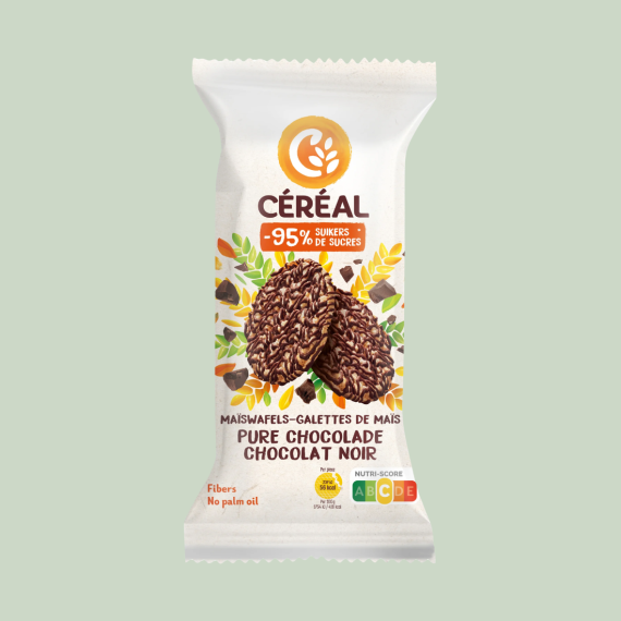 Maïswafels met pure chocolade minder suiker
