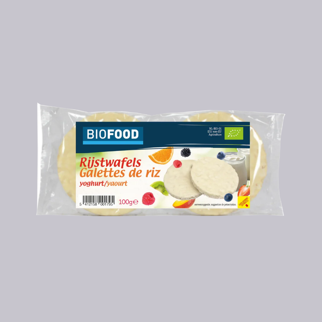 Biologische rijstwafels met yoghurt