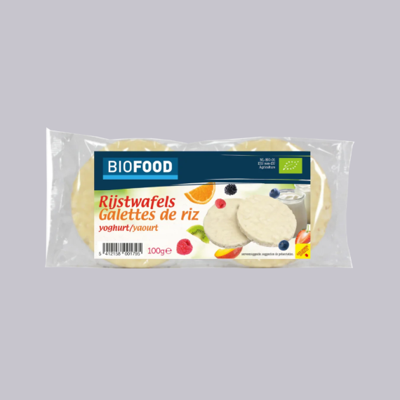 Biologische rijstwafels met yoghurt