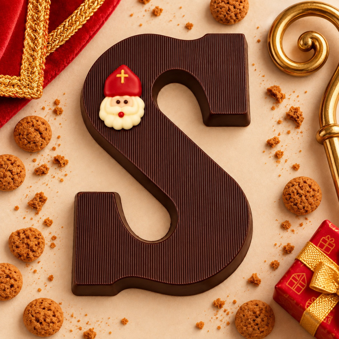 Massieve chocoladeletter S puur