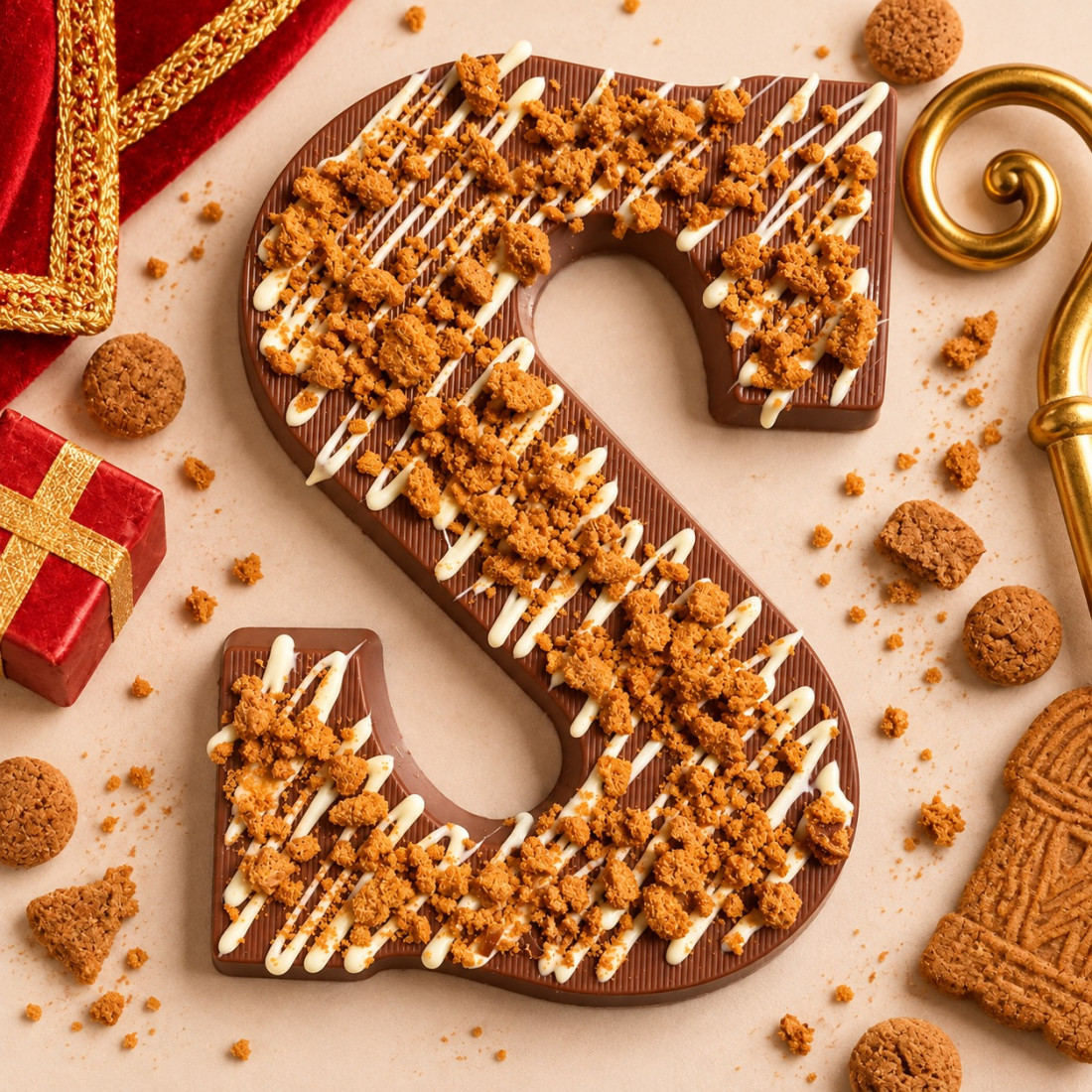 Luxe chocoladeletter melk met speculoos topping
