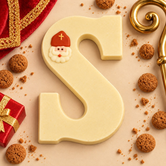 Massieve chocoladeletter S wit